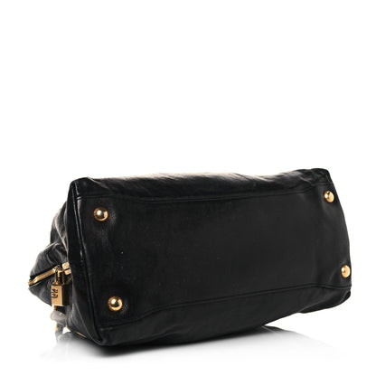 Prada Soft Calf Dome Sachel Black 3 of 19