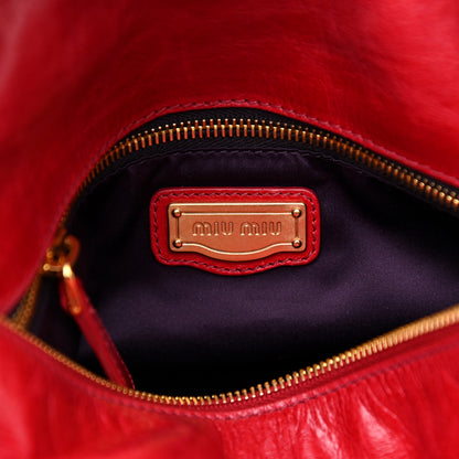 Miu Miu Vitello Lux Satchel Bag Red 6 of 10
