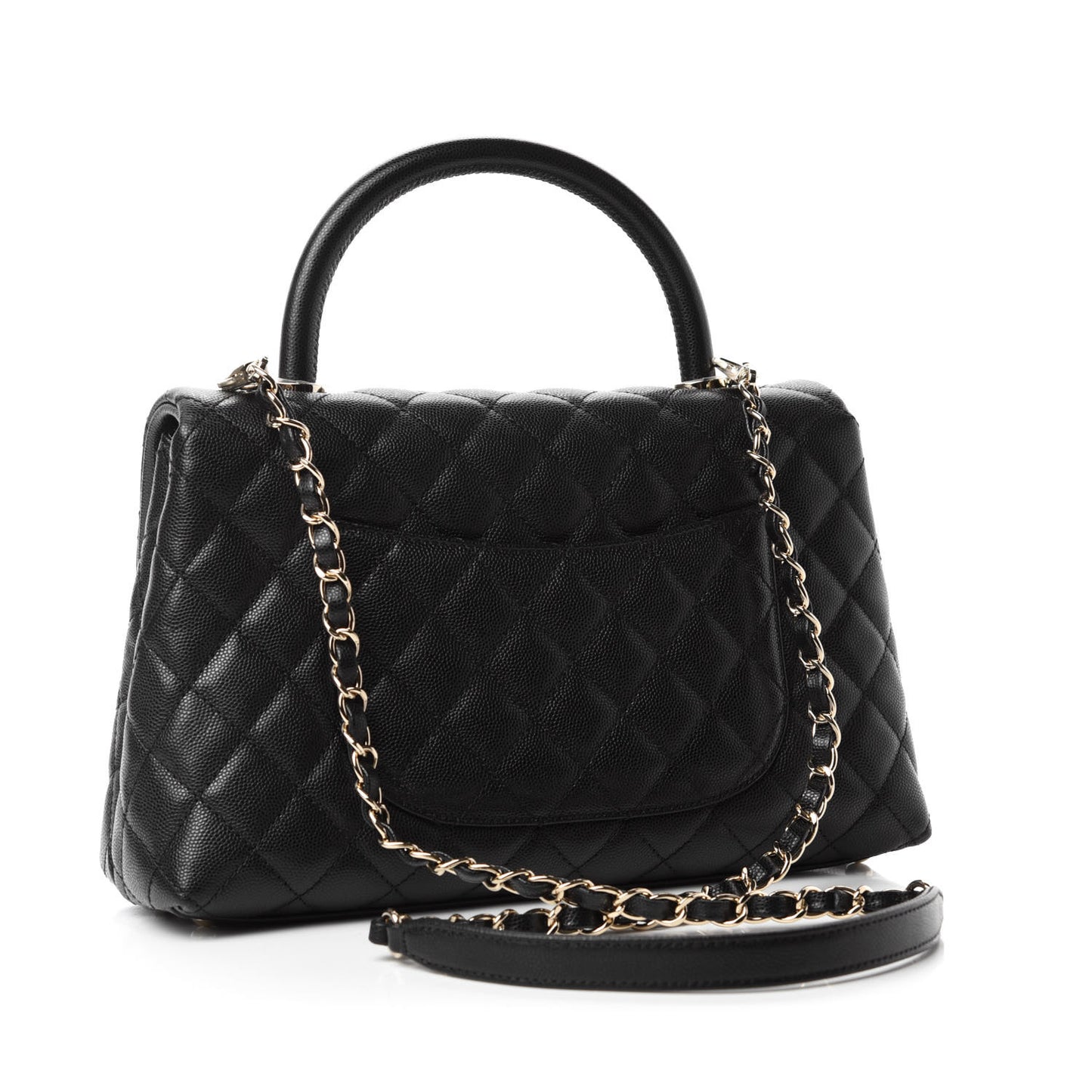 Caviar Quilted Small Coco Handle Flap Black