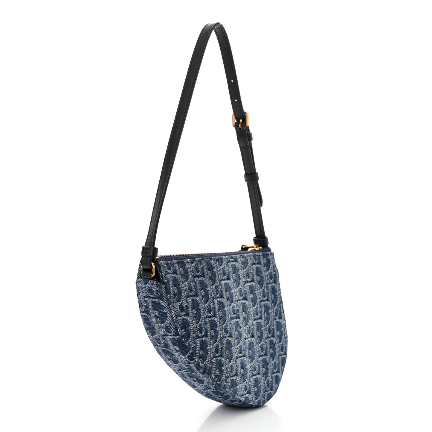 Denim Oblique Jacquard Saddle Rodeo Pouch Blue