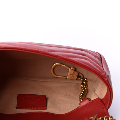 Gucci Calfskin Matelasse Super Mini GG Marmont Shoulder Bag Hibiscus Red 4 of 10