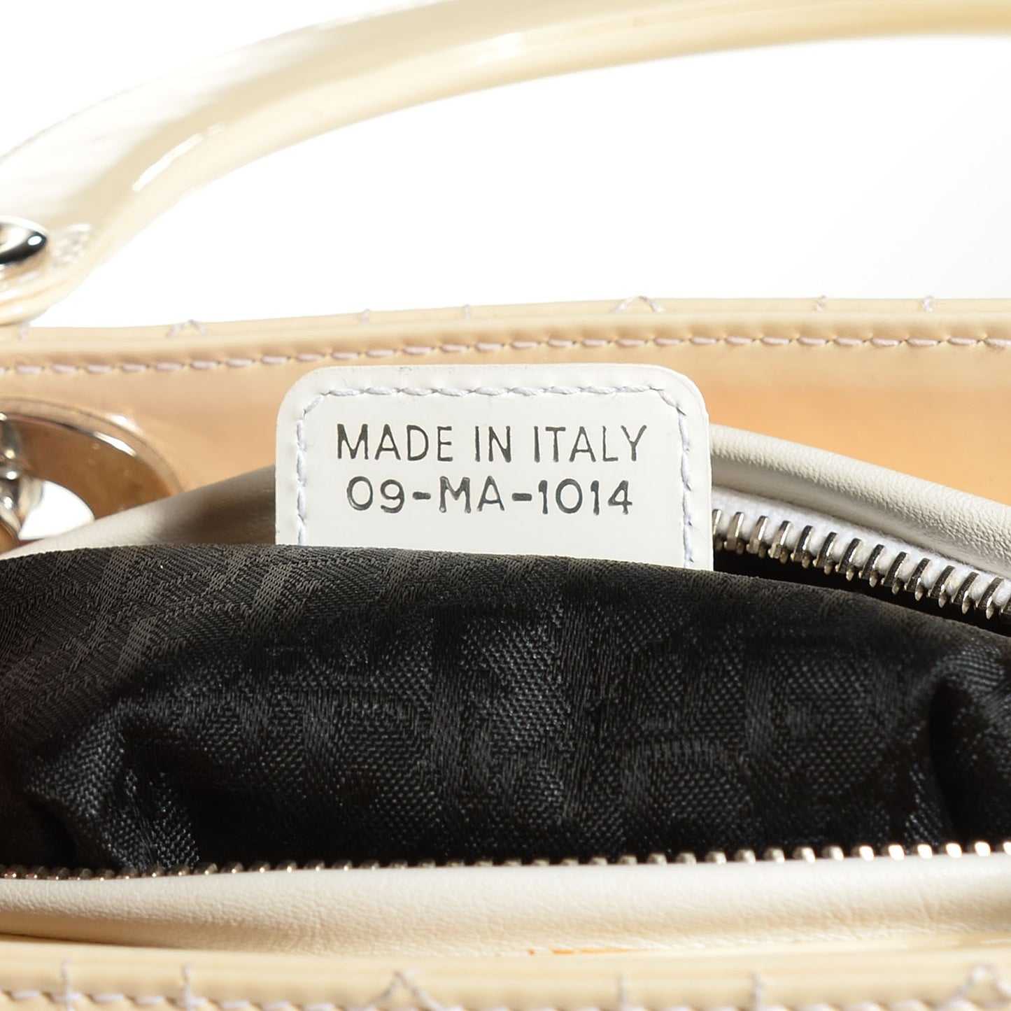 Patent Cannage Stitched Medium Lady Dior Beige