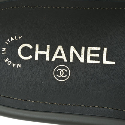 Chanel Canvas Chain Flat Sandals 40 Khaki 9 of 14