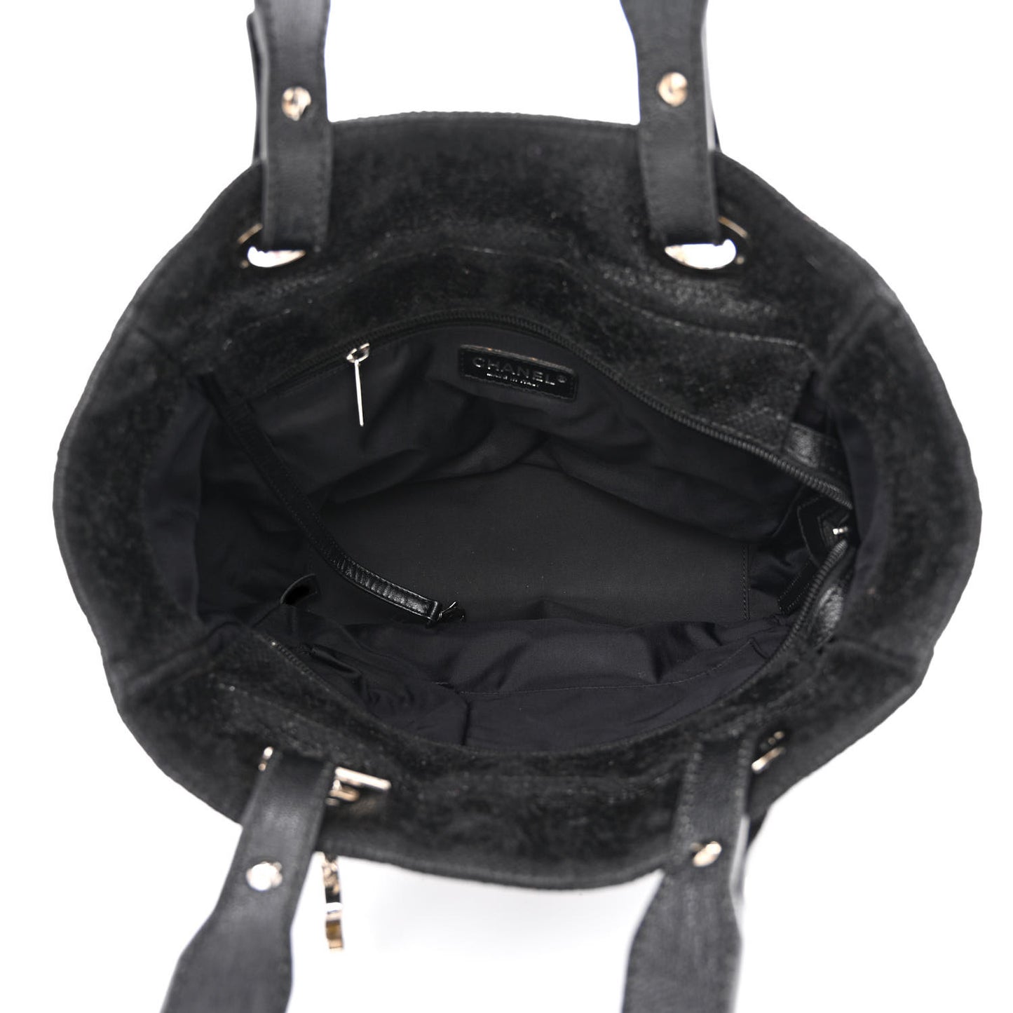 Metallic Coated Canvas Quilted Small Paris Biarritz Tote Black