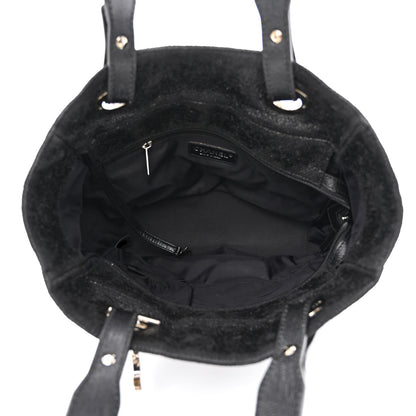 Chanel Metallic Coated Canvas Quilted Small Paris Biarritz Tote Black 5 of 10