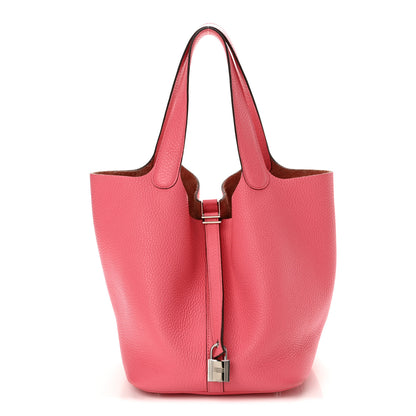 Hermes Taurillon Clemence Picotin Lock 22 MM Rose Azalee 1 of 14