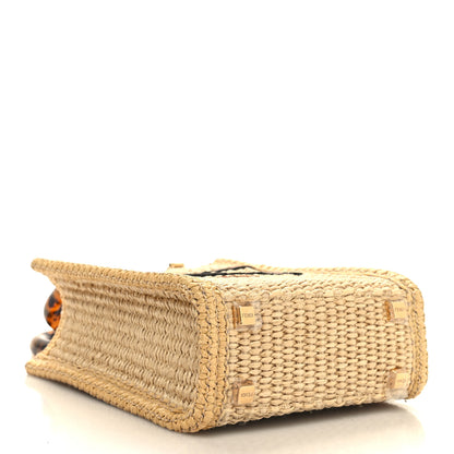 Fendi Paglia Chicco Riso Vitello King Plexiglass Logo Embroidered Mini Sunshine Shopper Alchemy Brandy 4 of 11