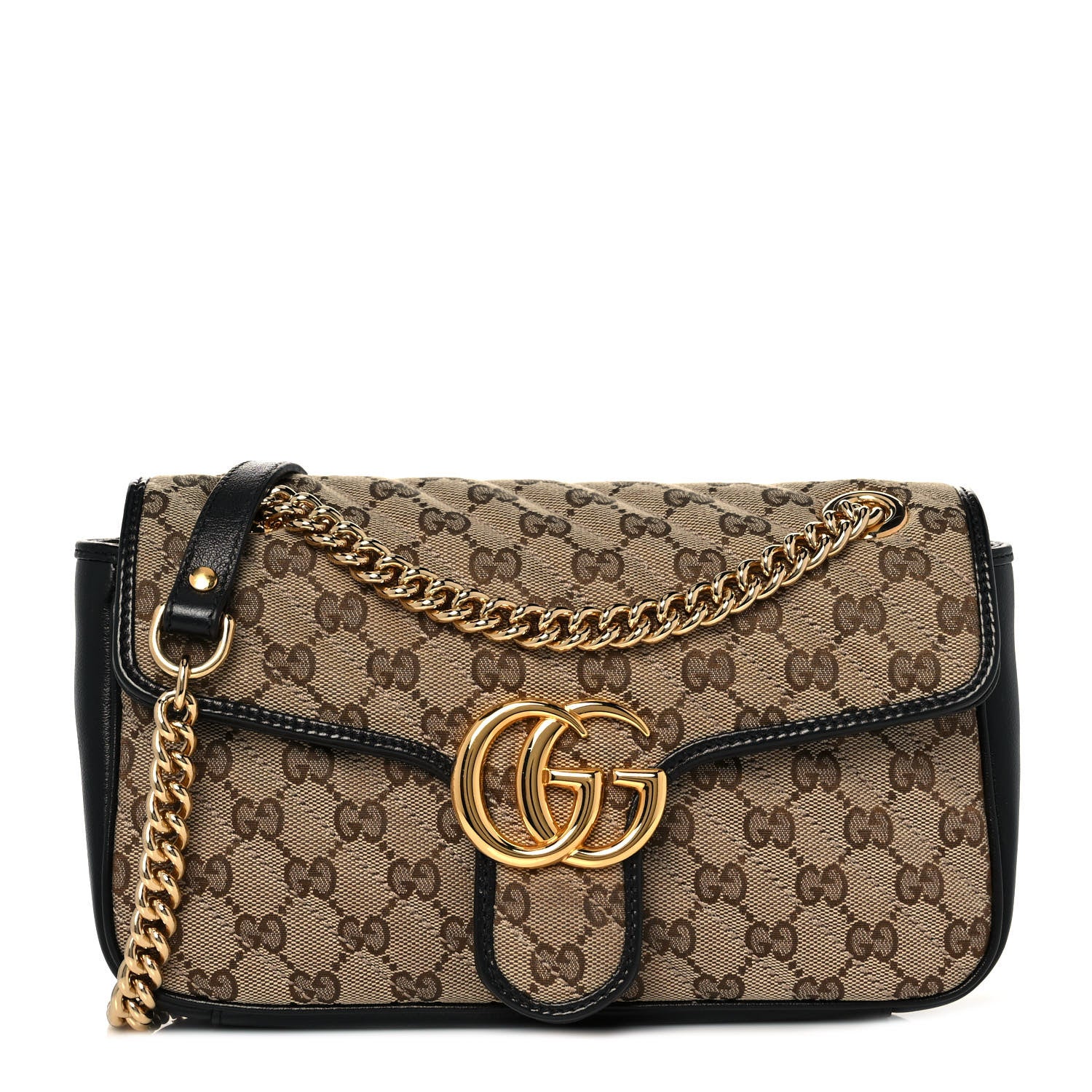 Gucci Monogram Matelasse Diagonal Small GG Marmont Shoulder Bag Beige Black 1 of 9