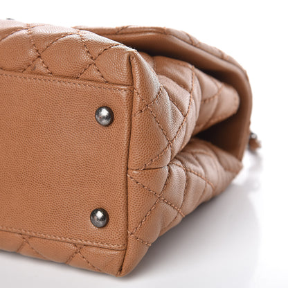 Chanel Caviar Quilted Small Coco Handle Flap Camel 10 of 11