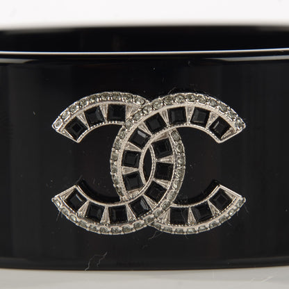 Chanel Resin Baguette Crystal CC Cuff Black 3 of 5