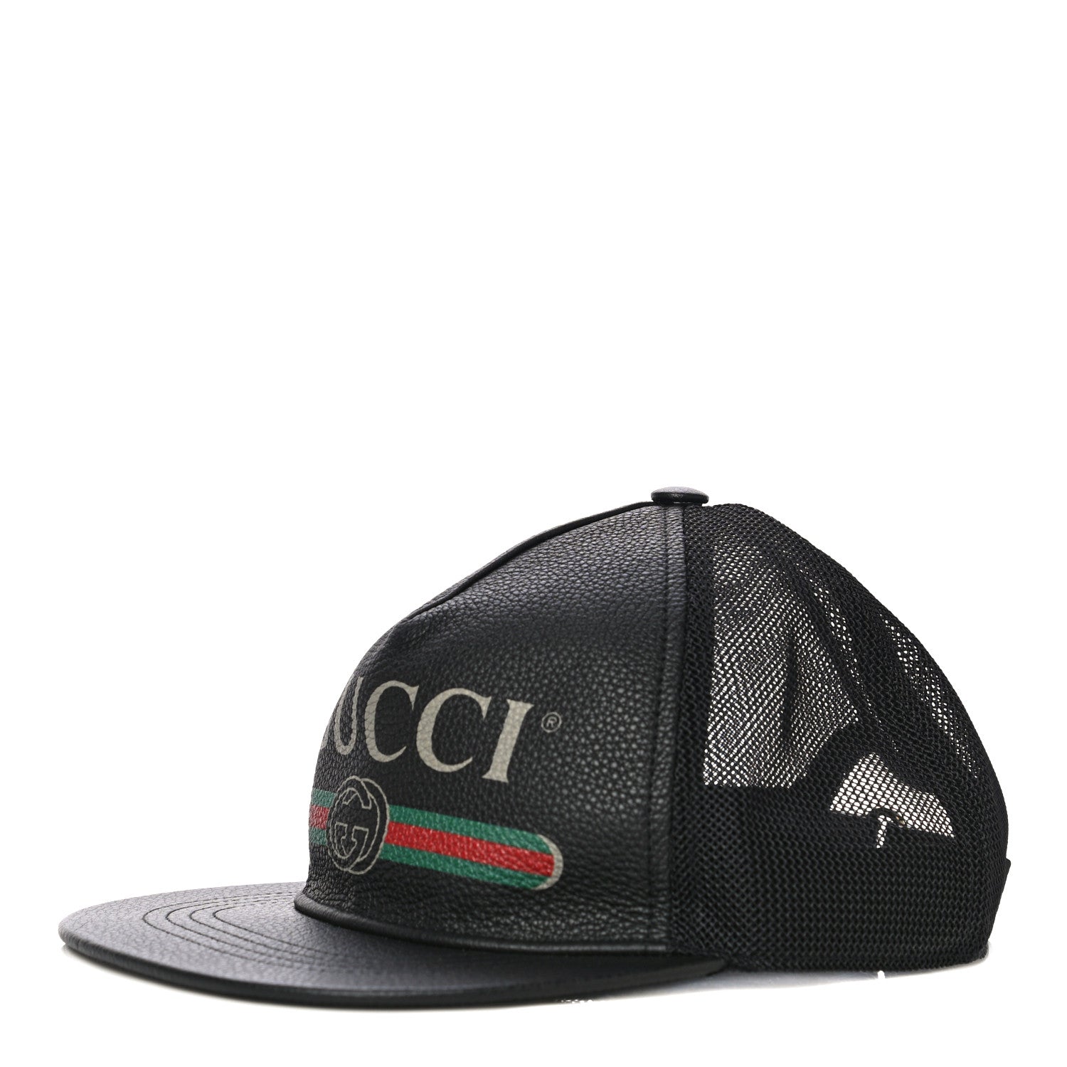Gucci Grained Calfskin Logo Baseball Hat M 58 Black 1 of 7