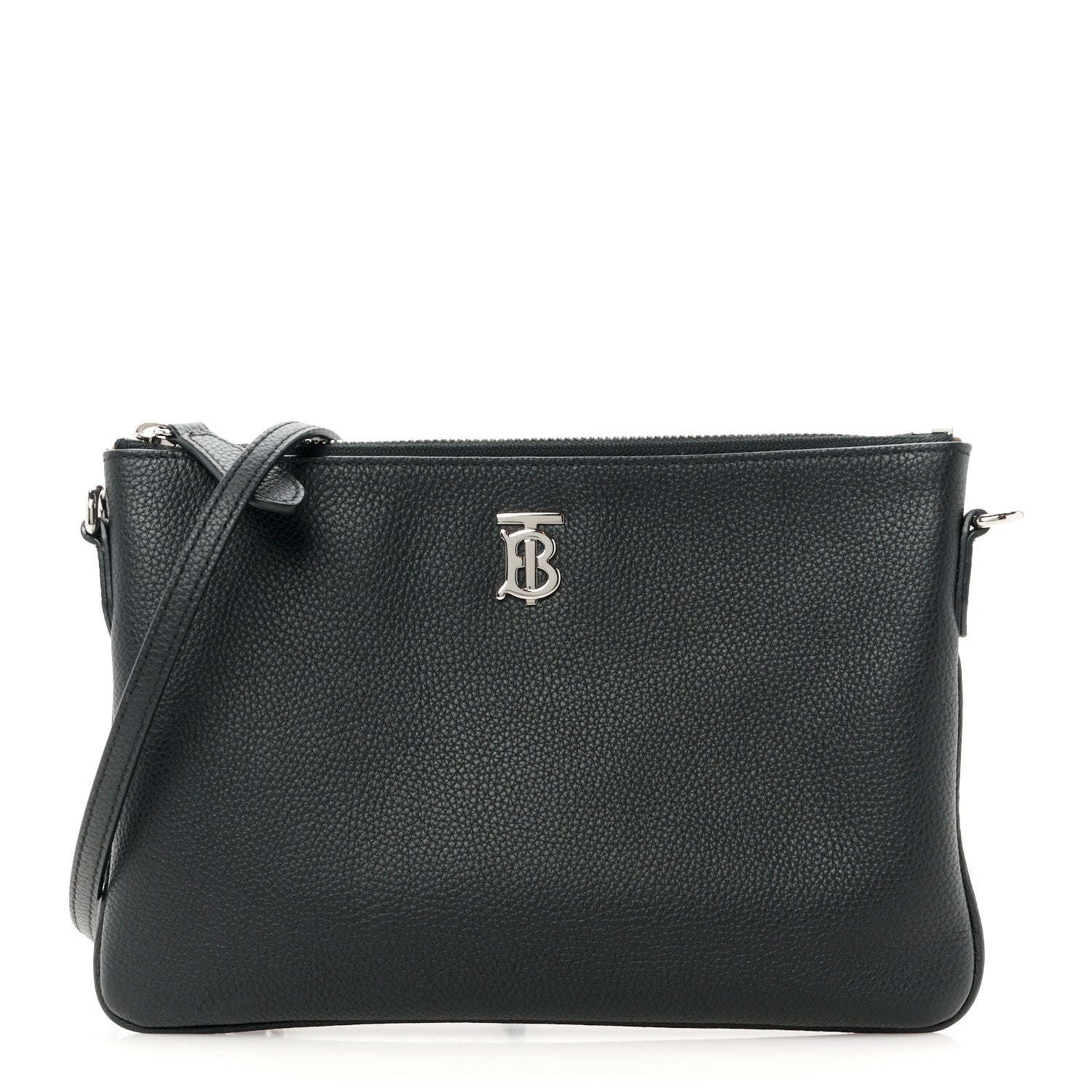 Burberry Grained Calfskin Peyton TB Crossbody Bag Black 1 of 11