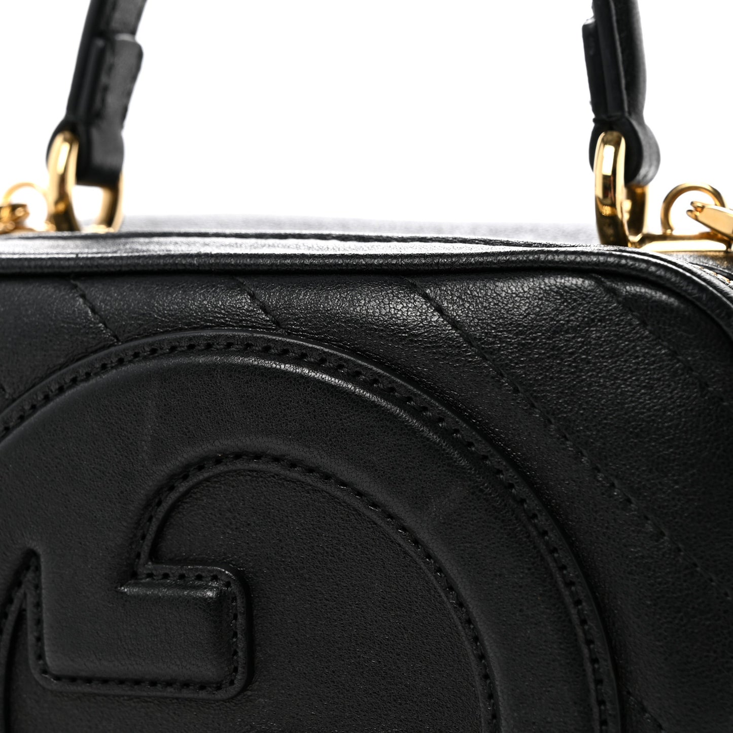 Sakai Be Green Calfskin Diagonal Stitched Blondie Top Handle Bag Black