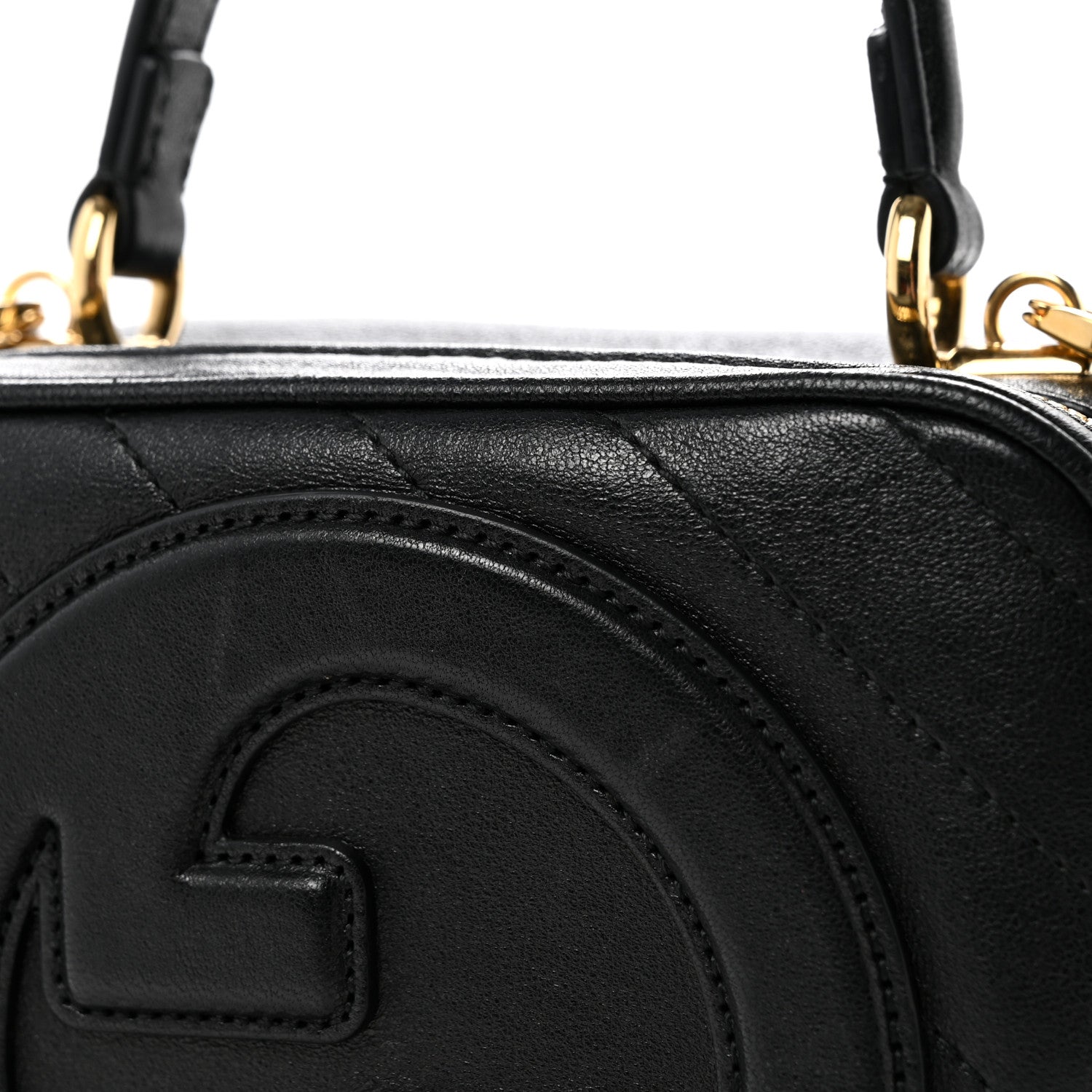 Gucci Sakai Be Green Calfskin Diagonal Stitched Blondie Top Handle Bag Black 13 of 14