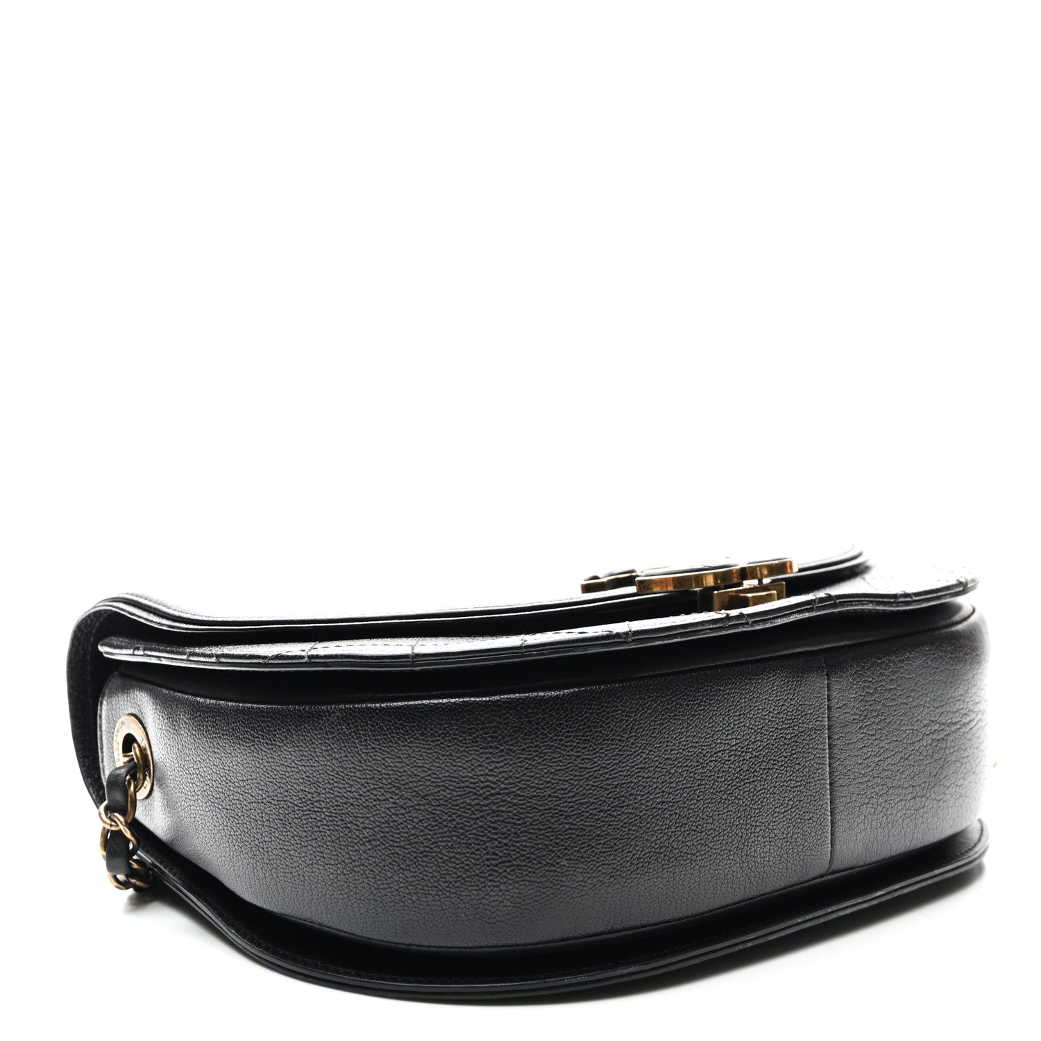 Chanel Shiny Calfskin Goatskin Quilted Medium Coco Curve Messenger Flap Black 4 of 12