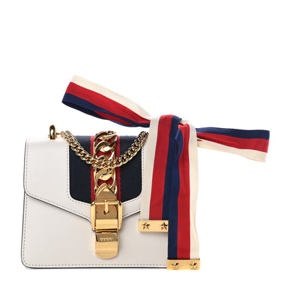 Gucci Calfskin Mini Sylvie Chain Shoulder Bag White 1 of 13