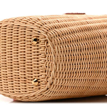 Prada Wicker Canvas Striped Shoulder Bag Naturale Rosso 10 of 12