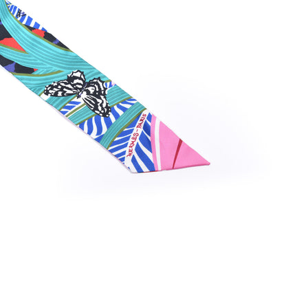 Hermes Silk Jaguar Quetzal Twilly Vert Rouge Rose 4 of 4