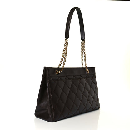 Chanel Caviar Quilted Shopping Tote Dark Brown 3 of 7