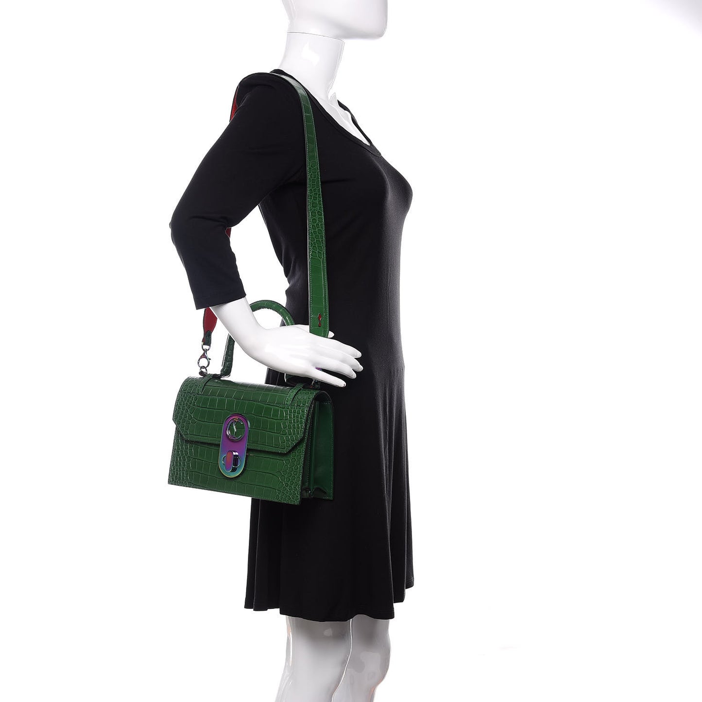 Alligator Embossed Calfskin Elisa Top Handle Bag Canpoee Rainbow
