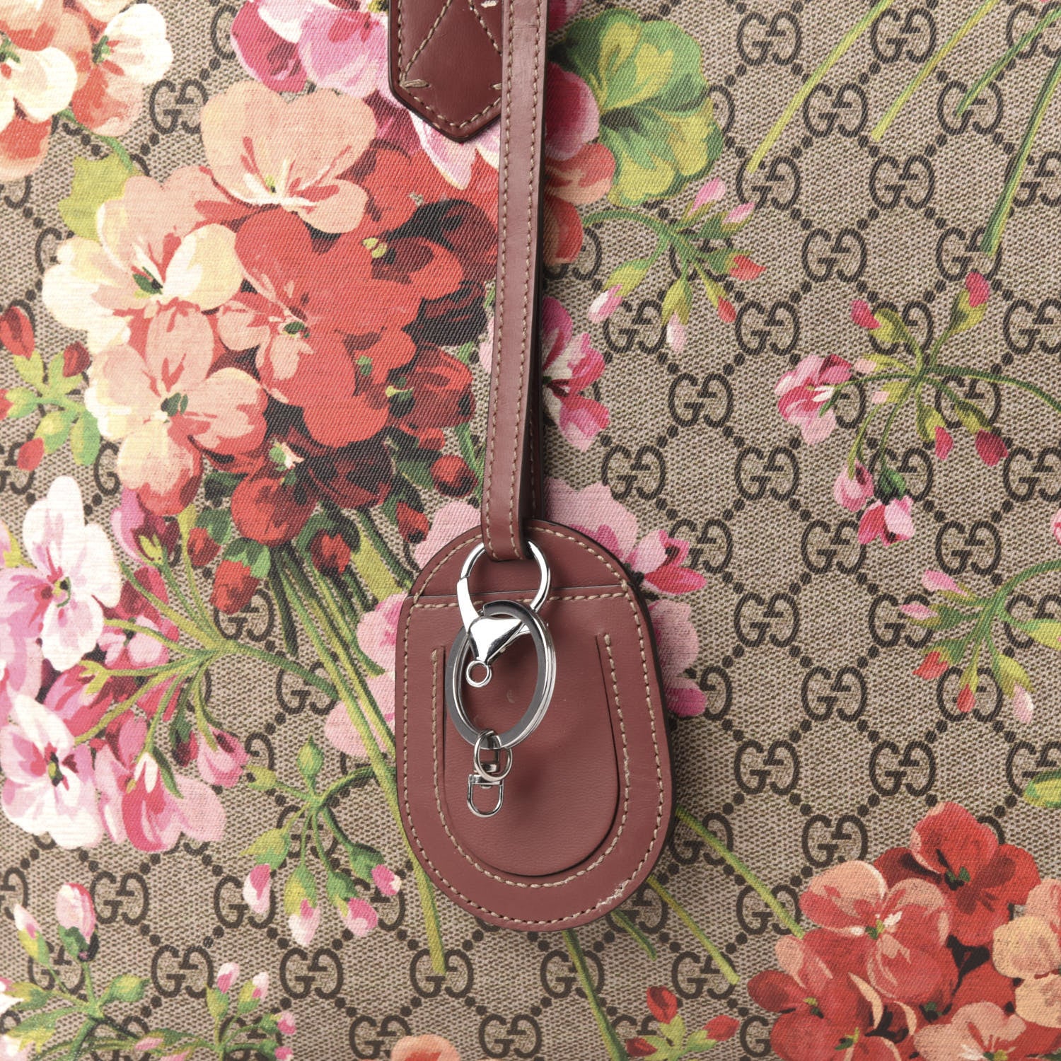 Gucci GG Supreme Monogram Blooms Medium Reversible Tote Beige Multicolor Dry Rose 13 of 14