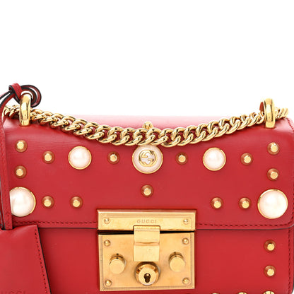 Gucci Calfskin Studded Small Padlock Shoulder Bag Hibiscus Red 8 of 10