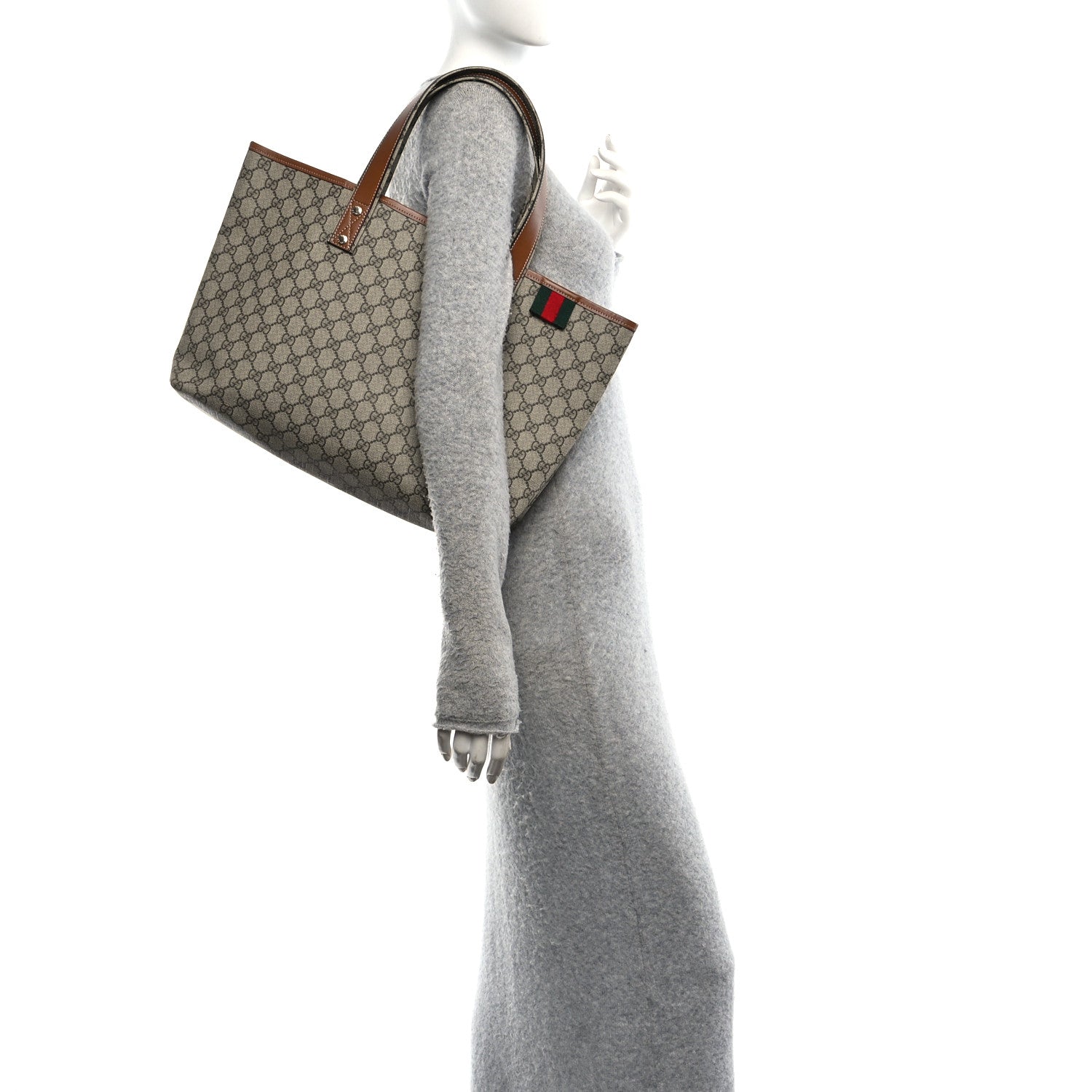 Gucci GG Plus Monogram Medium Signature Web Loop Tote Brown 2 of 10