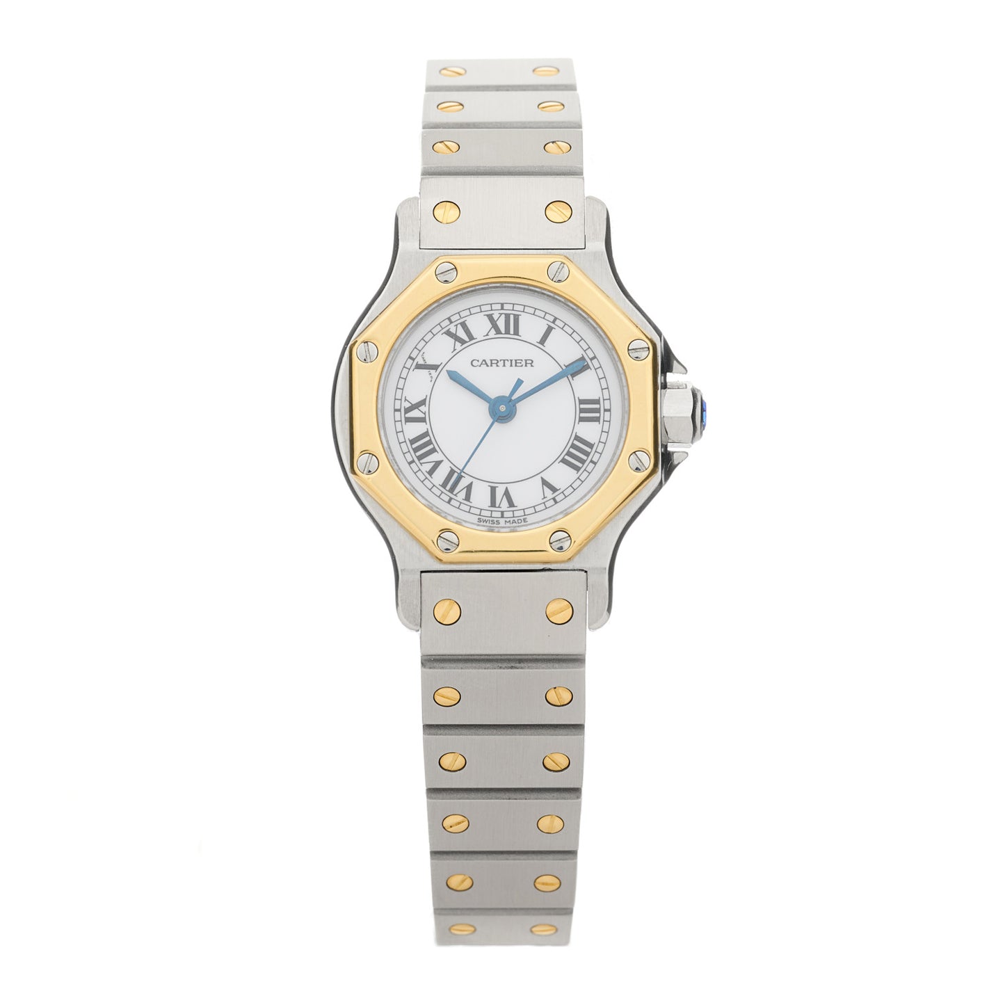 Stainless Steel 18K Yellow Gold 25mm Santos Octagon Automatic Watch