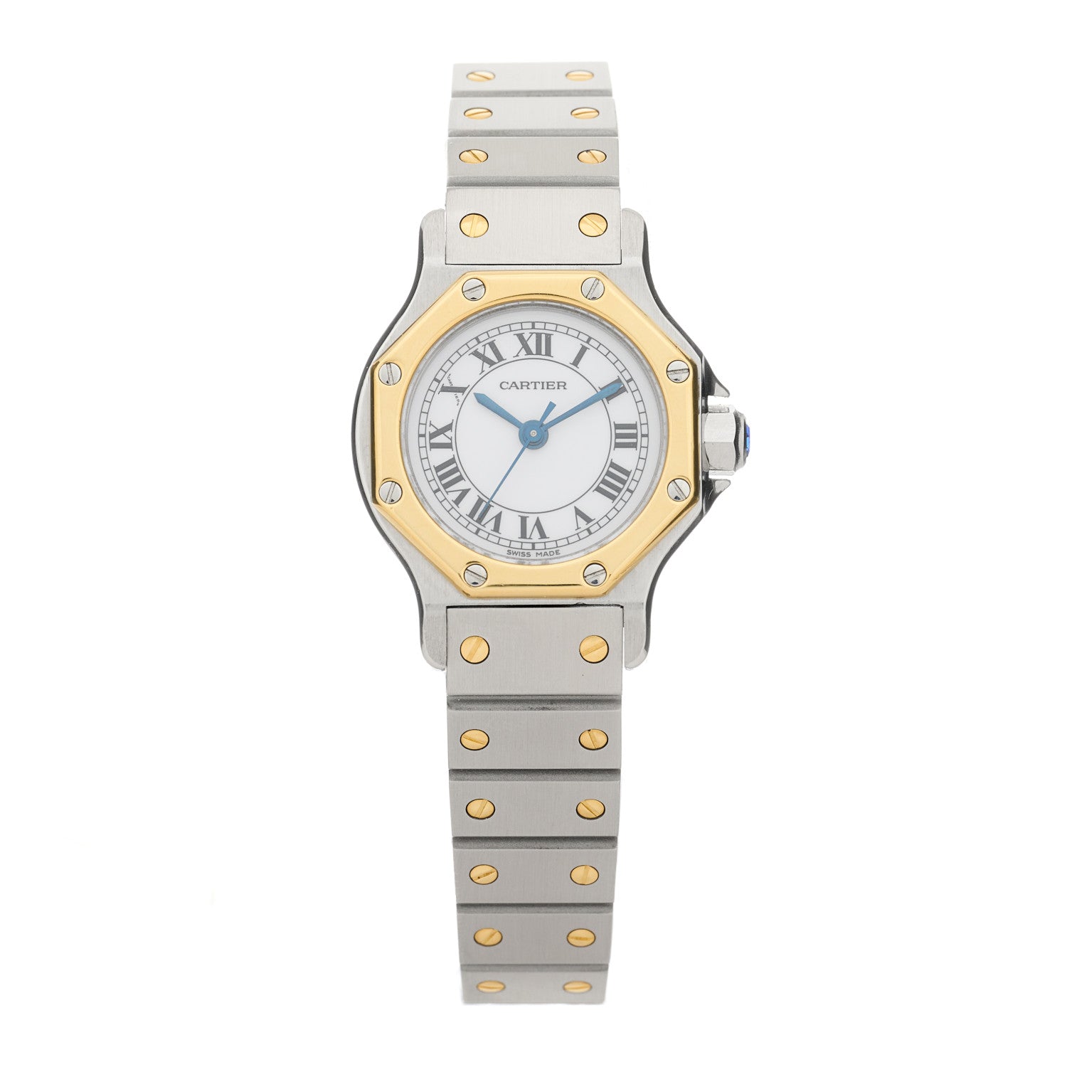 Cartier Stainless Steel 18K Yellow Gold 25mm Santos Octagon Automatic Watch 1 of 4