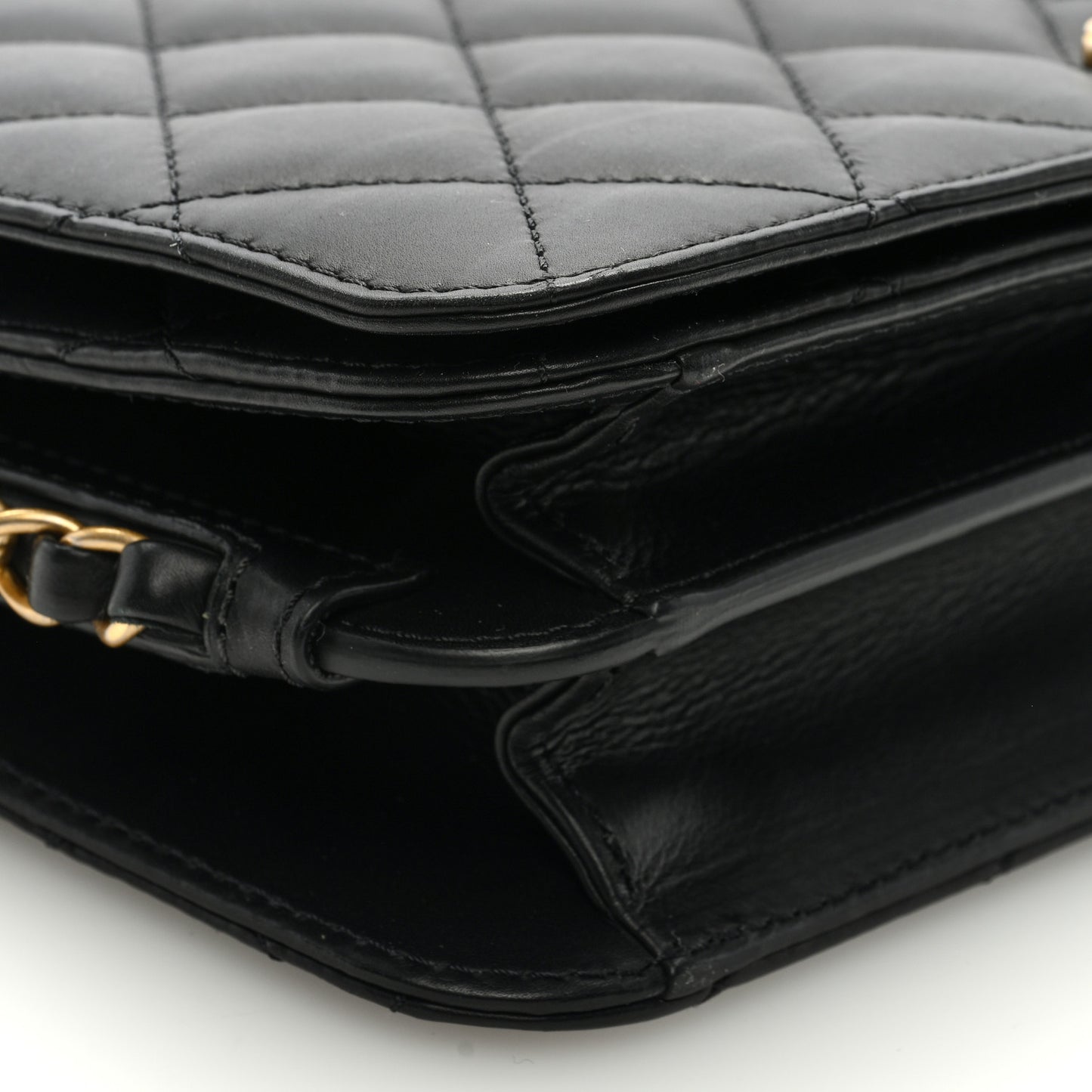 Lambskin Quilted Chain Medium Single Flap Black