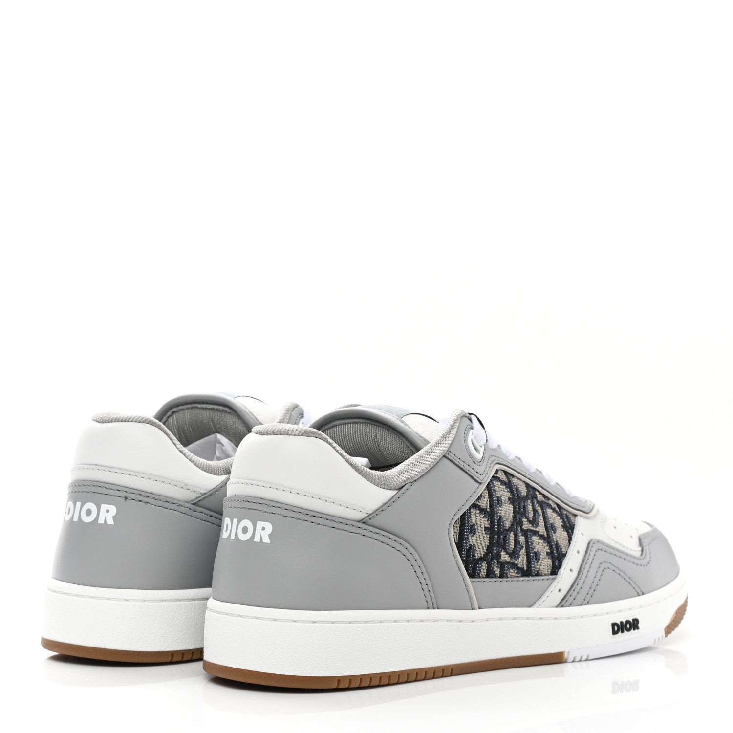 Christian Dior Smooth Calfskin Jacquard Oblique Mens B27 Low Top Sneakers 40 Beige Blue 4 of 9
