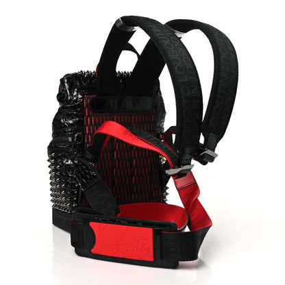 Christian Louboutin Calfskin Alligator Embossed Spiked Small Explorafunk Backpack Black 3 of 10