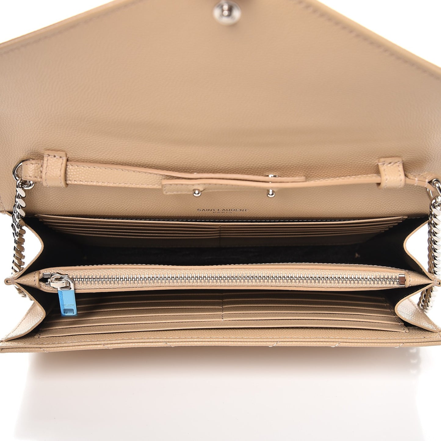 Grain De Poudre Matelasse Chevron Monogram Chain Wallet Nude Powder