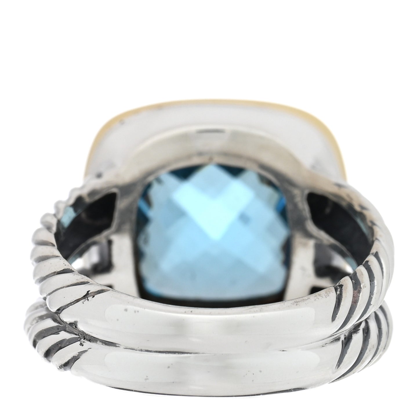 Sterling Silver 18K Yellow Gold Blue Topaz 11mm Albion Ring 54 7