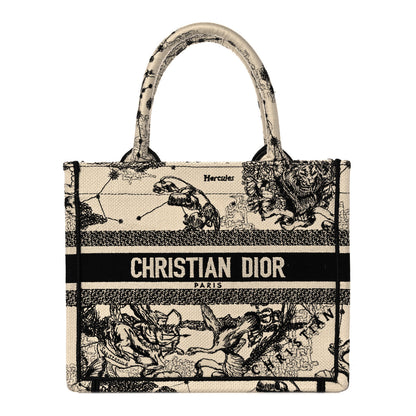 Christian Dior Canvas Embroidered Small Zodiac Toile De Jouy Book Tote Latte 1 of 13