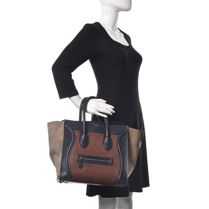 Celine Nubuck Smooth Calfskin Mini Tri-Color Luggage Marron 2 of 30