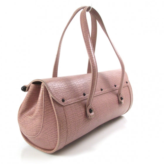 Leather Bamboo Bullet Satchel Rose