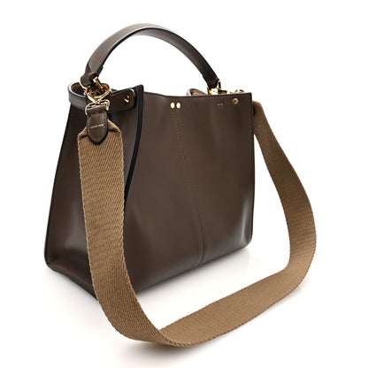 Fendi Vitello Seta Glazed Fabric FF 1974 Medium Peekaboo X-Lite Maya Mogano Panna 3 of 9