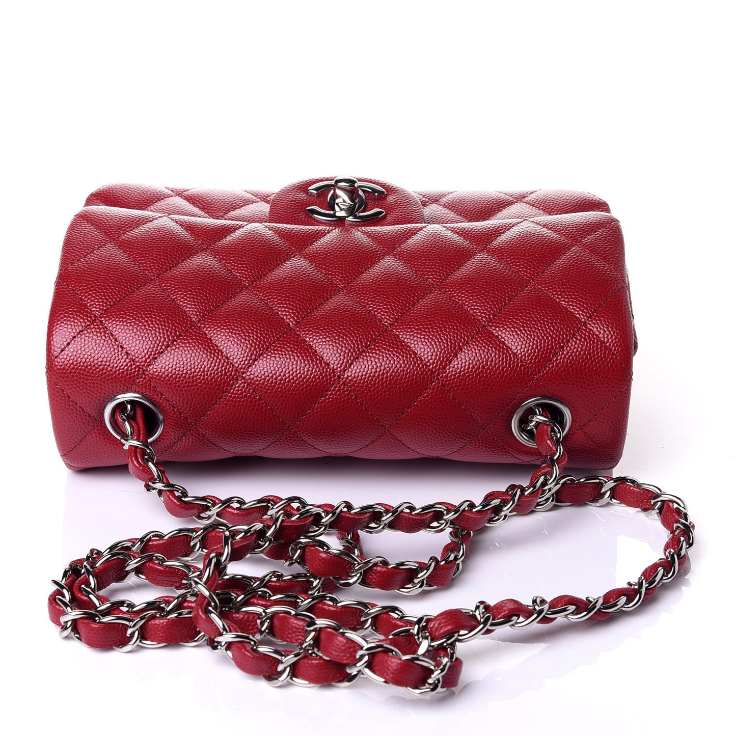 Caviar Quilted Mini Rectangular Flap Red