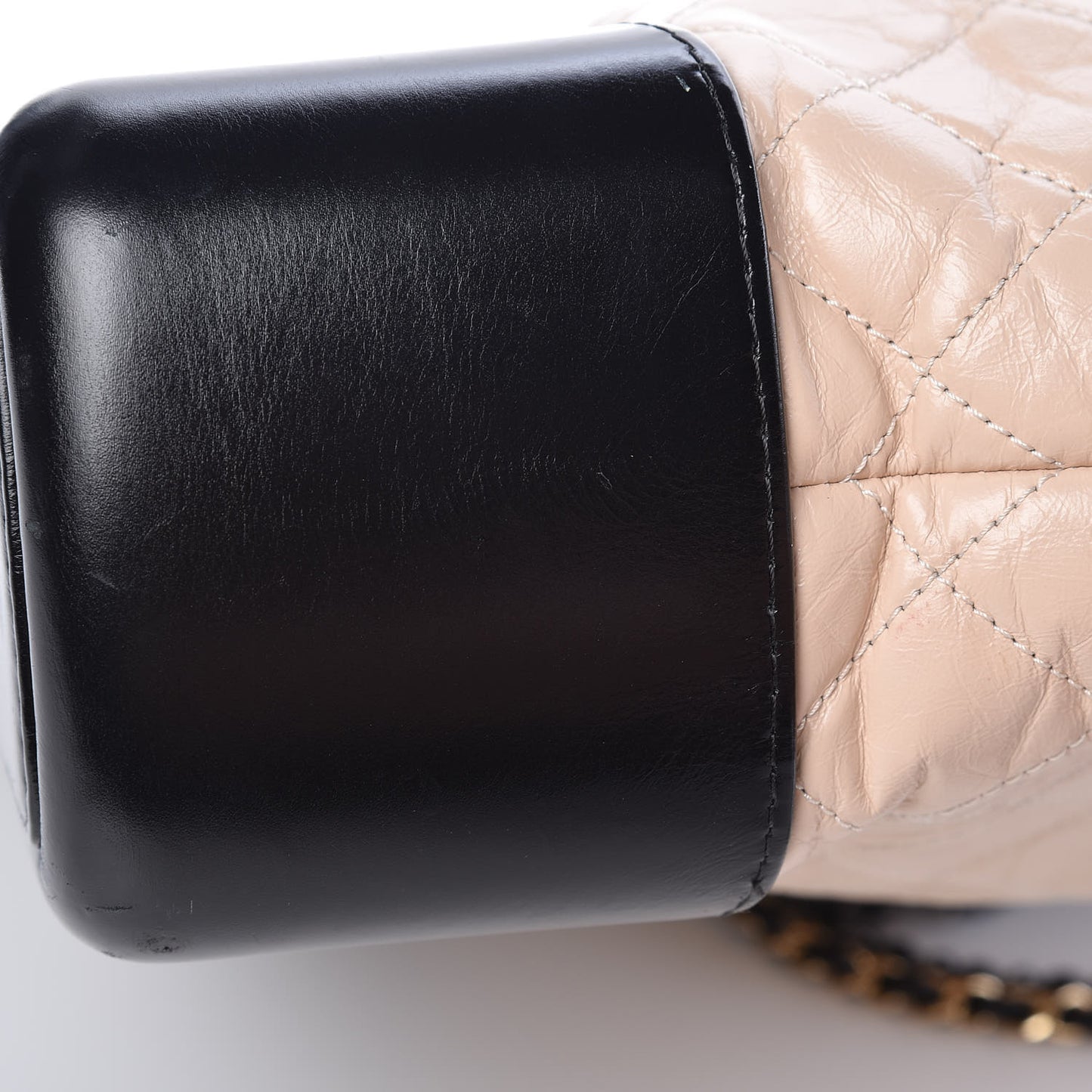 Aged Calfskin Quilted Large Gabrielle Hobo Beige Black