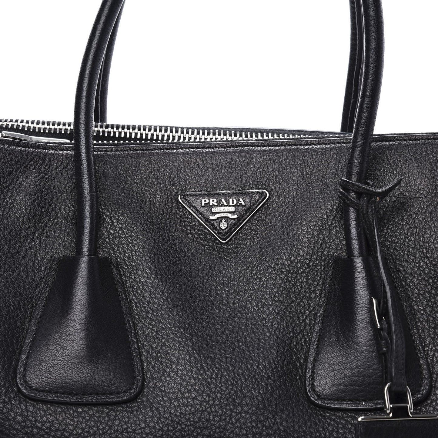 Vitello Daino Twin Pocket Tote Black
