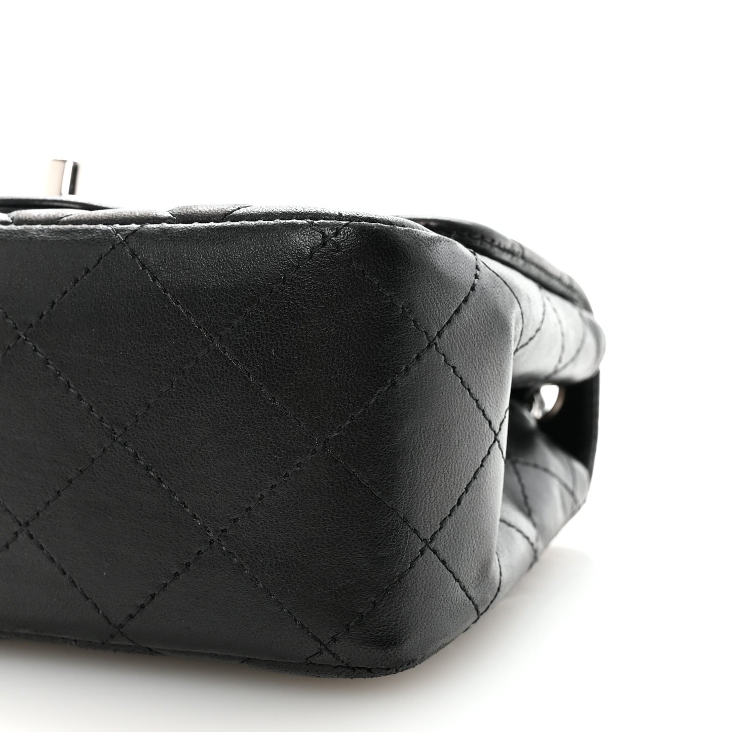 Lambskin Quilted Mini Square Flap Black