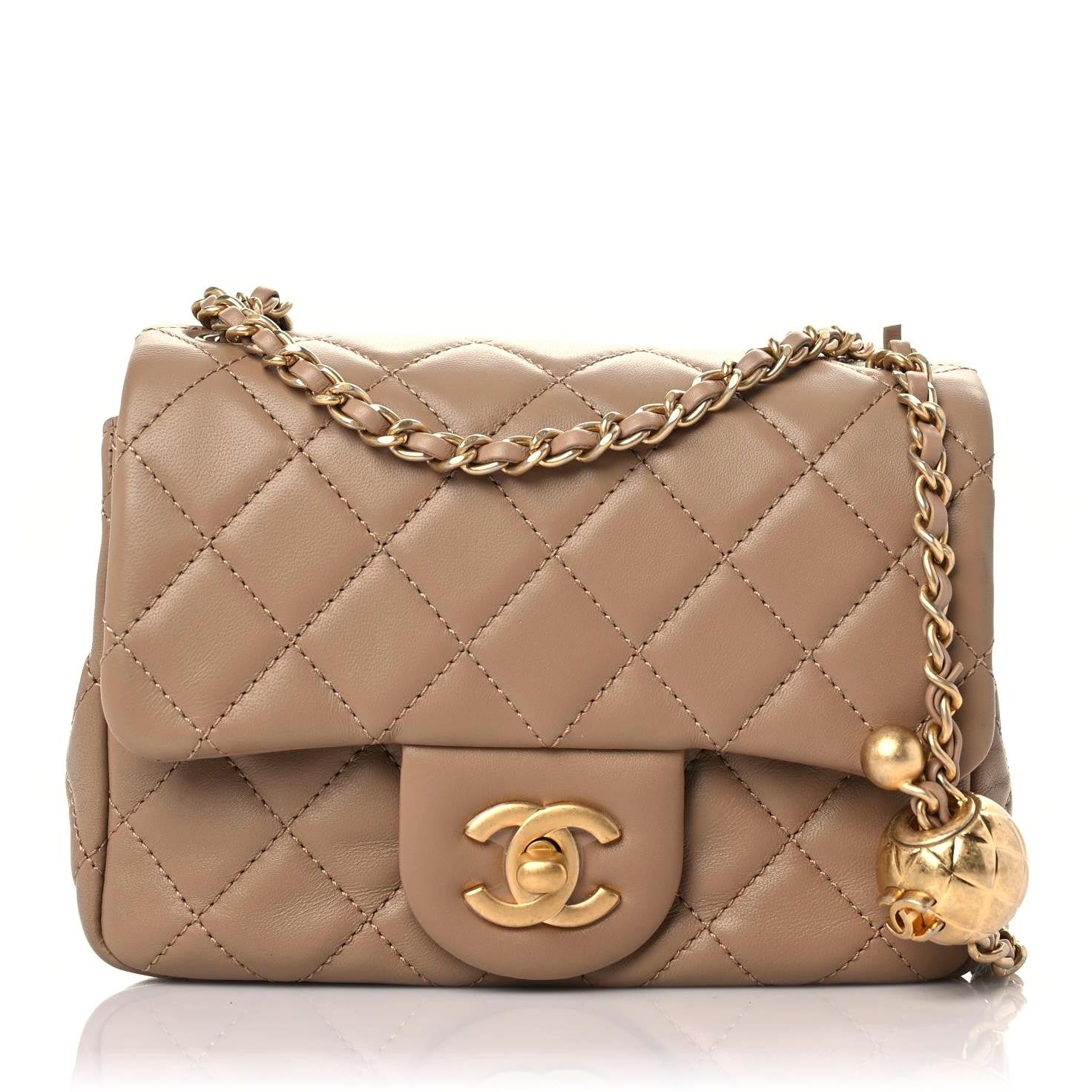Chanel Lambskin Quilted Mini Pearl Crush Flap Beige 1 of 9