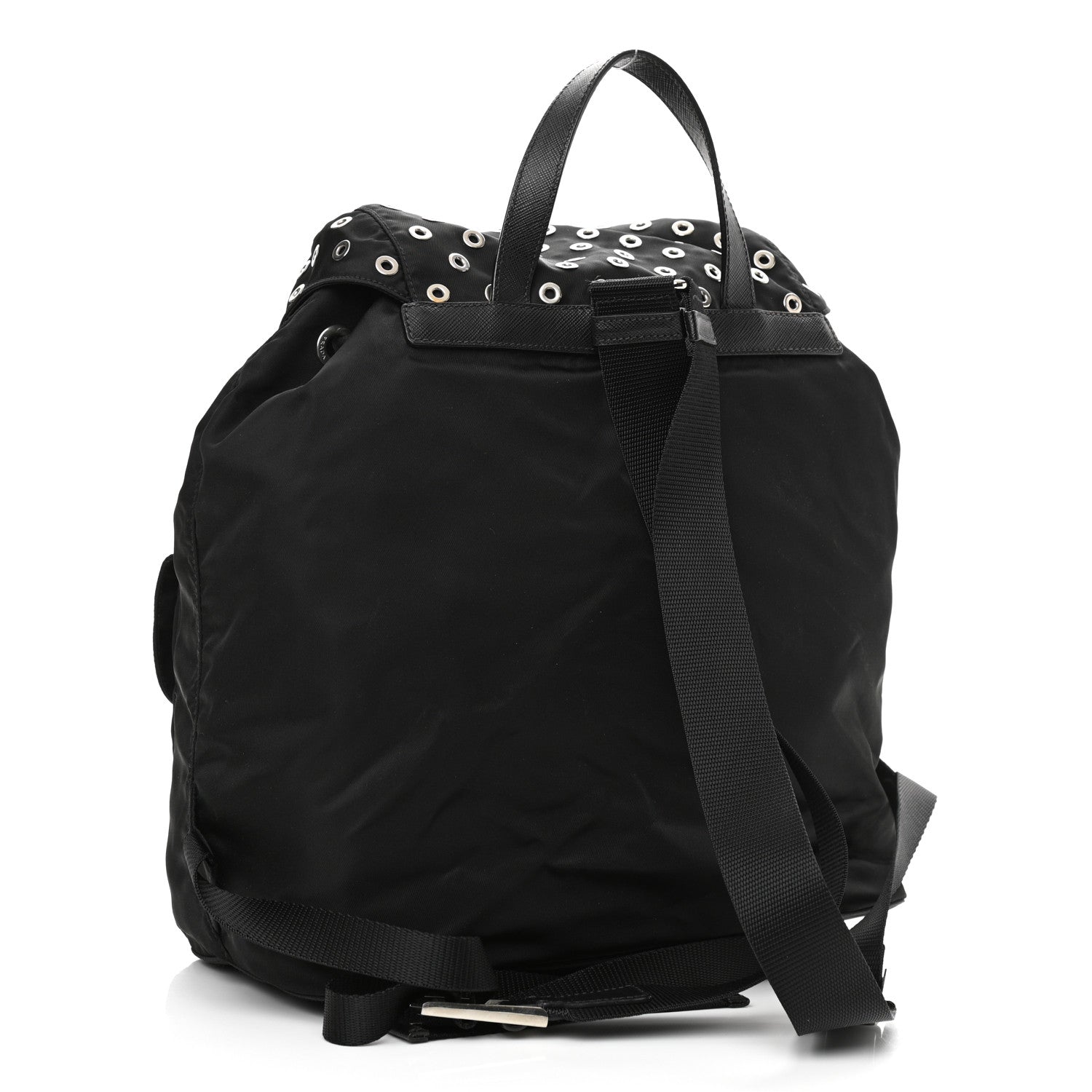 Prada Tessuto Nylon Grommet Backpack Black 3 of 8