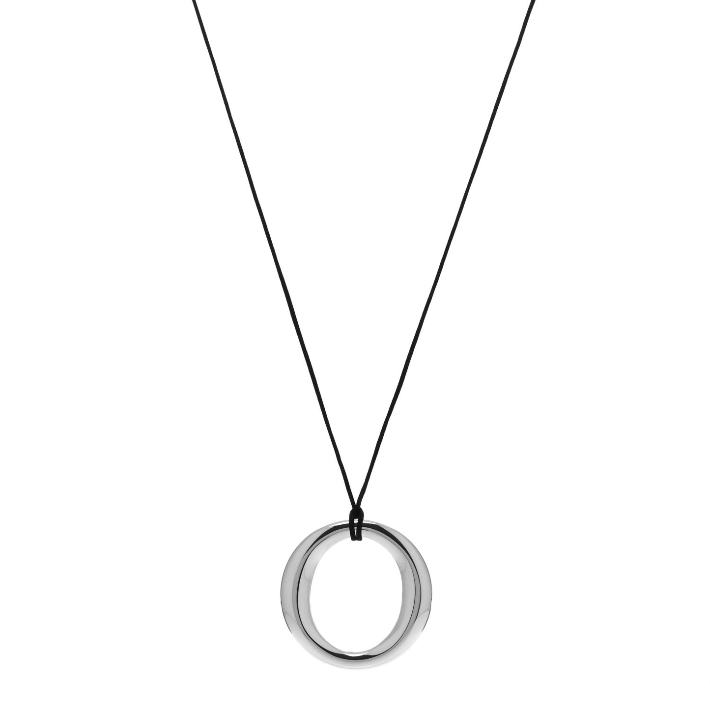Sterling Silver Large Elsa Peretti Sevillana Pendant Cord Necklace