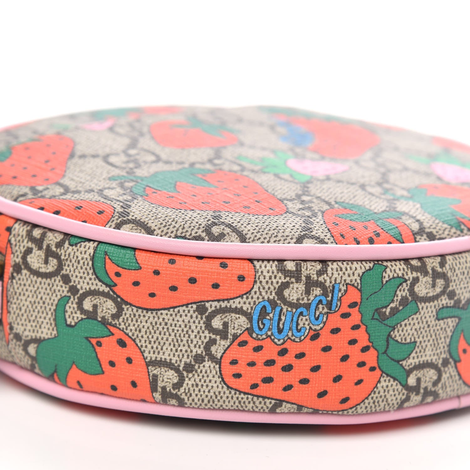 Gucci GG Supreme Monogram Strawberry Round Wrist Wallet 8 of 10