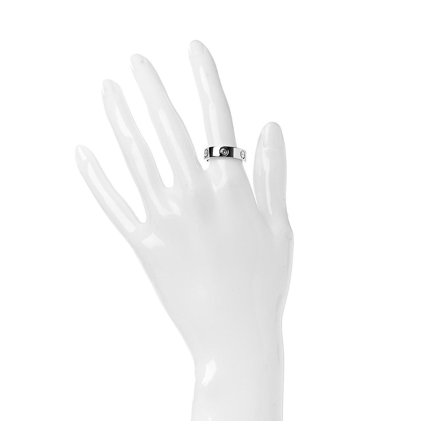 18K White Gold 3 Diamond 5.5mm LOVE Ring 53 6.25