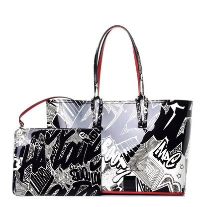 Christian Louboutin Patent Metro Graf Spikes East West Cabata Tote Black 1 of 9