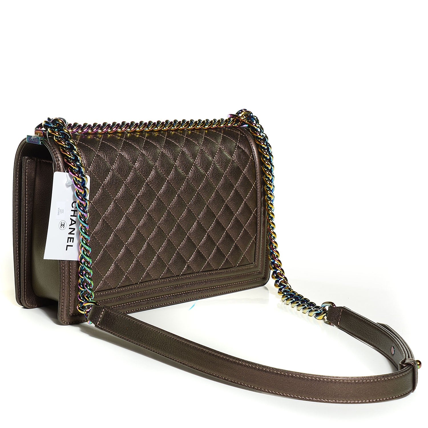 Chanel Iridescent Goatskin Quilted Large Boy Flap Bronze 3 of 8