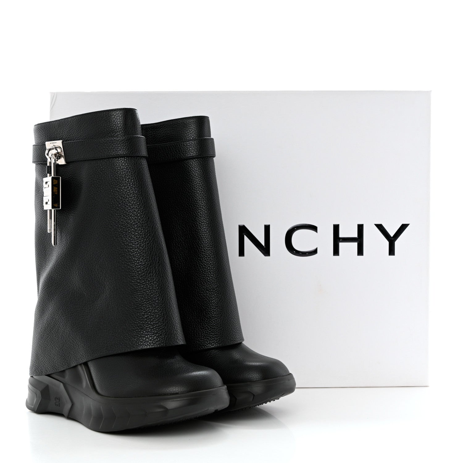 Givenchy Grained Calfskin Shark Lock Biker Ankle Boots 41 Black 8 of 8